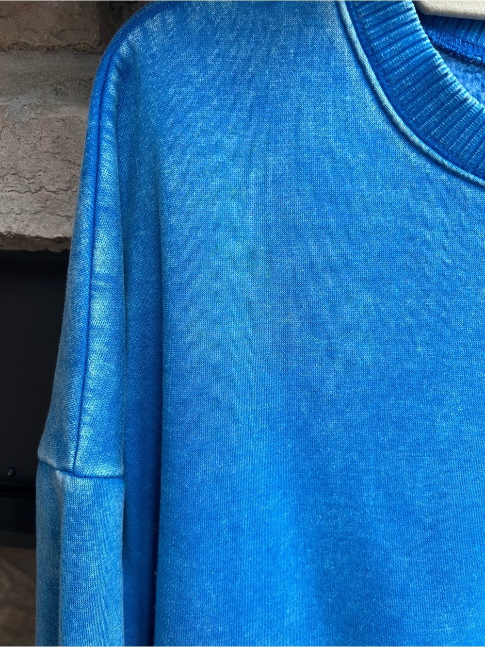 Zenana Ocean Blue Oversized fleece super soft acid wash Sweatshirt - Picture 4 of 11